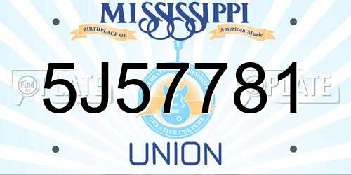 5J57781 Mississippi License Plate