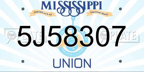 5J58307 Mississippi License Plate