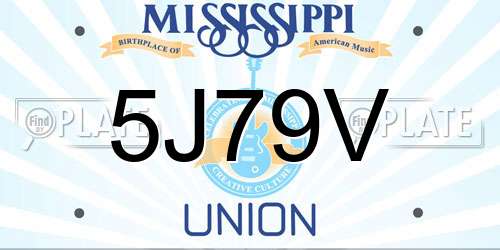 5J79V Mississippi License Plate