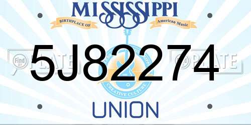 5J82274 Mississippi License Plate