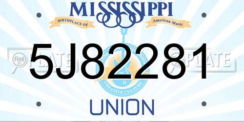 5J82281 Mississippi License Plate