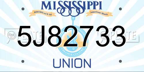 5J82733 Mississippi License Plate
