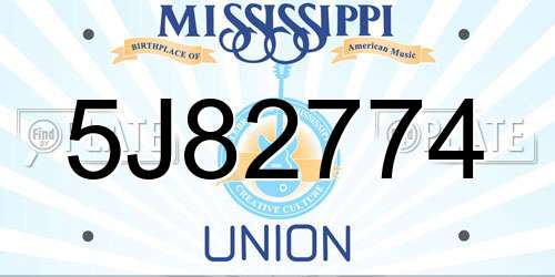 5J82774 Mississippi License Plate