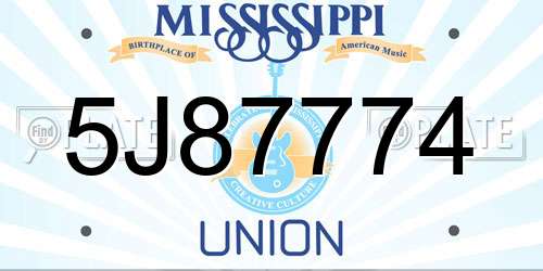 5J87774 Mississippi License Plate