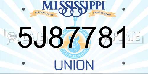 5J87781 Mississippi License Plate
