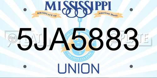 5JA5883 Mississippi License Plate