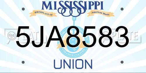 5JA8583 Mississippi License Plate