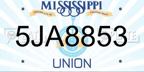 5JA8853 Mississippi License Plate