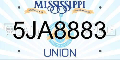 5JA8883 Mississippi License Plate