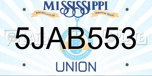 5JAB553 Mississippi License Plate