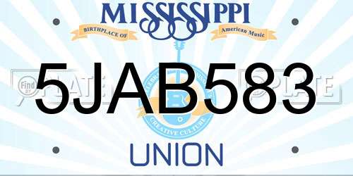 5JAB583 Mississippi License Plate
