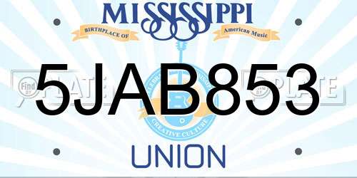 5JAB853 Mississippi License Plate