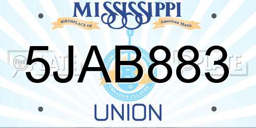 5JAB883 Mississippi License Plate