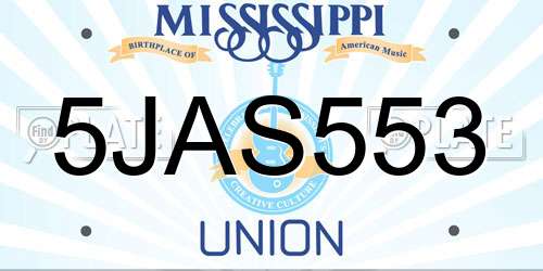 5JAS553 Mississippi License Plate