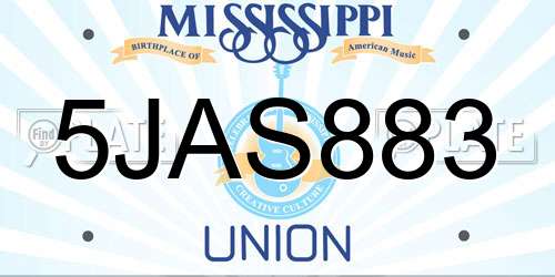 5JAS883 Mississippi License Plate