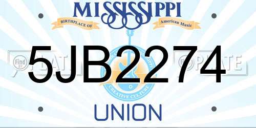 5JB2274 Mississippi License Plate