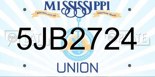 5JB2724 Mississippi License Plate