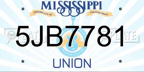 5JB7781 Mississippi License Plate
