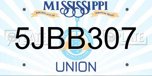 5JBB307 Mississippi License Plate