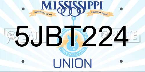 5JBT224 Mississippi License Plate