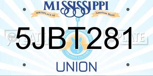 5JBT281 Mississippi License Plate