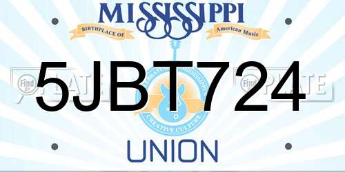 5JBT724 Mississippi License Plate