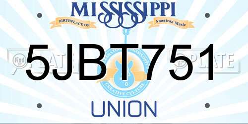 5JBT751 Mississippi License Plate