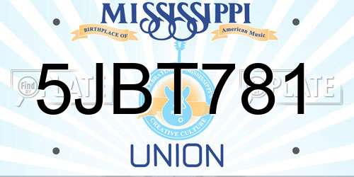 5JBT781 Mississippi License Plate