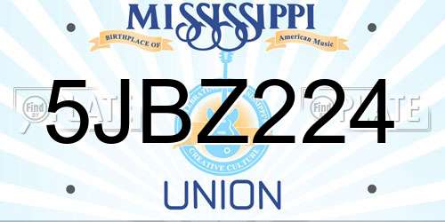 5JBZ224 Mississippi License Plate