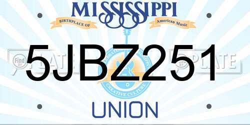 5JBZ251 Mississippi License Plate