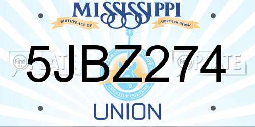 5JBZ274 Mississippi License Plate