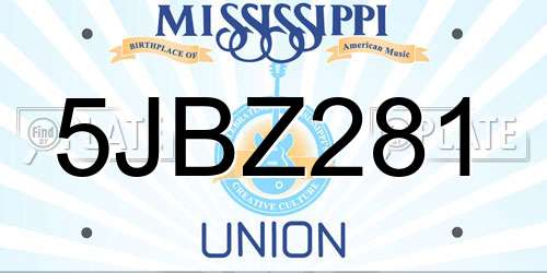 5JBZ281 Mississippi License Plate