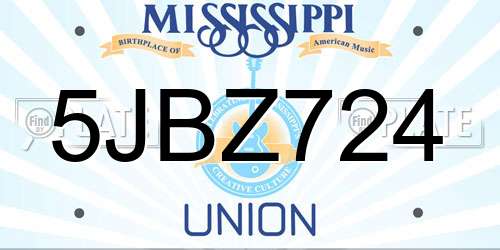 5JBZ724 Mississippi License Plate