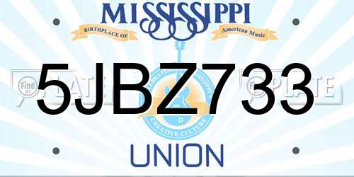 5JBZ733 Mississippi License Plate