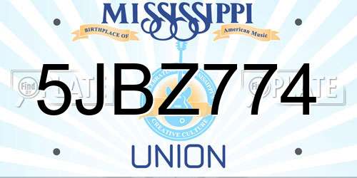 5JBZ774 Mississippi License Plate