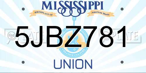 5JBZ781 Mississippi License Plate