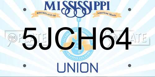 5JCH64 Mississippi License Plate