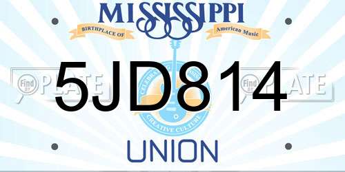 5JD814 Mississippi License Plate