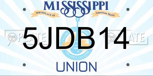 5JDB14 Mississippi License Plate