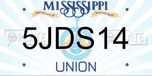 5JDS14 Mississippi License Plate
