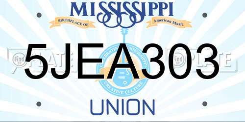 5JEA303 Mississippi License Plate