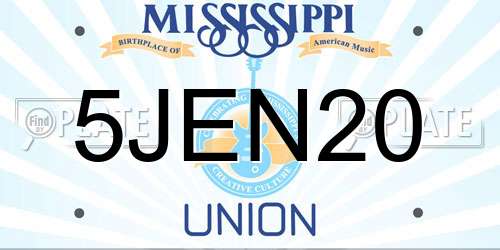5JEN20 Mississippi License Plate