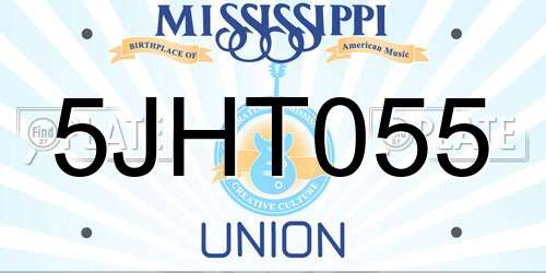 5JHT055 Mississippi License Plate