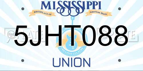 5JHT088 Mississippi License Plate