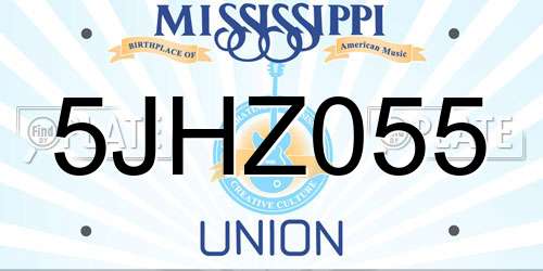 5JHZ055 Mississippi License Plate