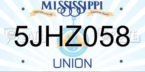 5JHZ058 Mississippi License Plate