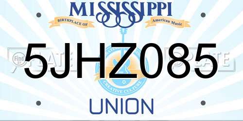 5JHZ085 Mississippi License Plate