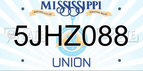 5JHZ088 Mississippi License Plate