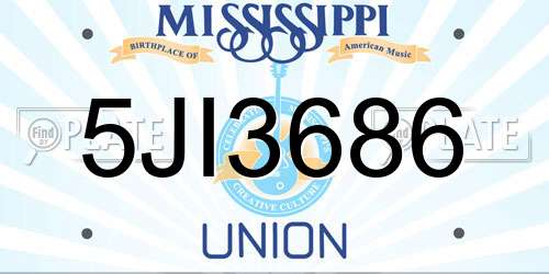5JI3686 Mississippi License Plate