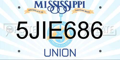 5JIE686 Mississippi License Plate